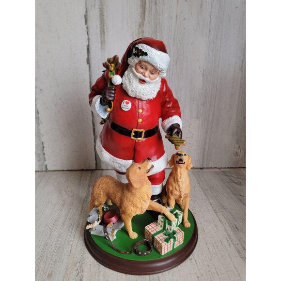 Danbury Mint Santa's Lovable Goldens dog retriever xmas figure